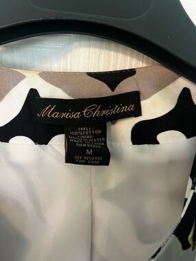 Marisa Christina Black and Cream Abstract Print Blouse